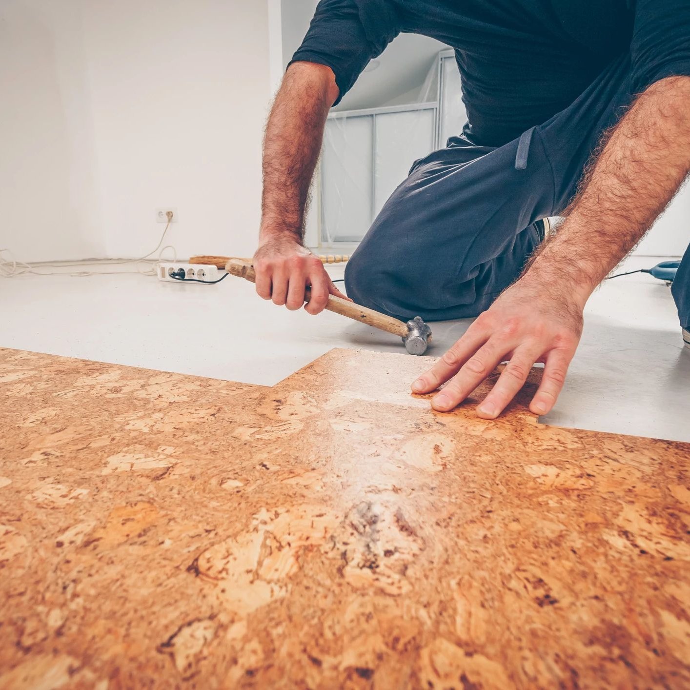 Cork floor installation from Carpet 4 Less in Antioch